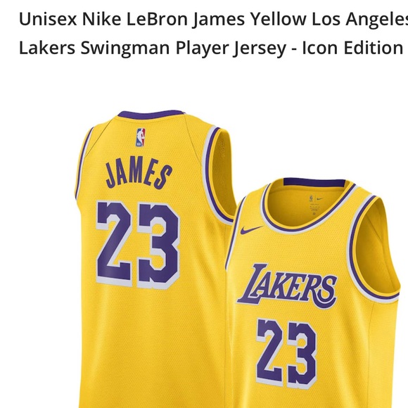 Nike LeBron James Yellow Los Angeles Lakers SwingMan Players Jersey-Icon Edition - Picture 9 of 9
